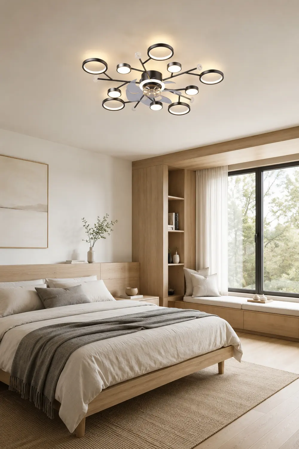 Weiss Deckenventilator mit Beleuchtung, 2 Farben, 62/88/107CM Lang - Lumpaz