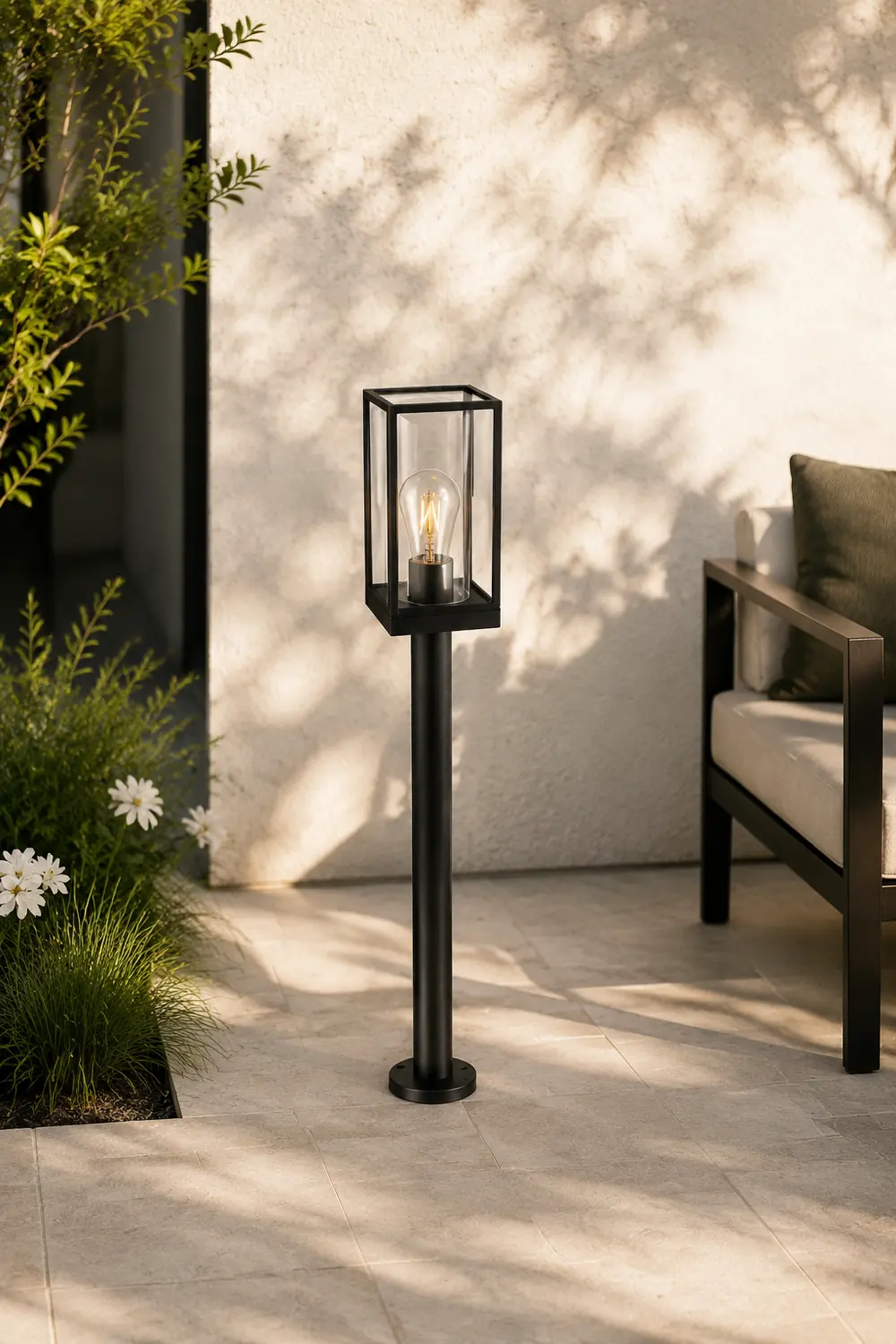 Pena Außen-Pollerleuchte Solar, Aluminium & Glas, 75CM Lang - Lumpaz