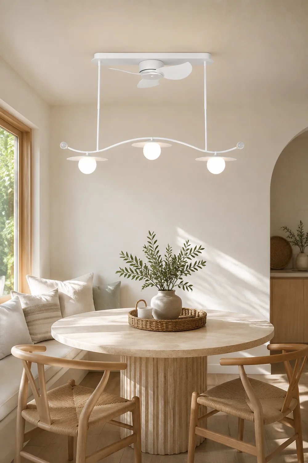 Carins Deckenventilator mit Beleuchtung Weiß, 2 Stile, ∅100/120CM - Lumpaz