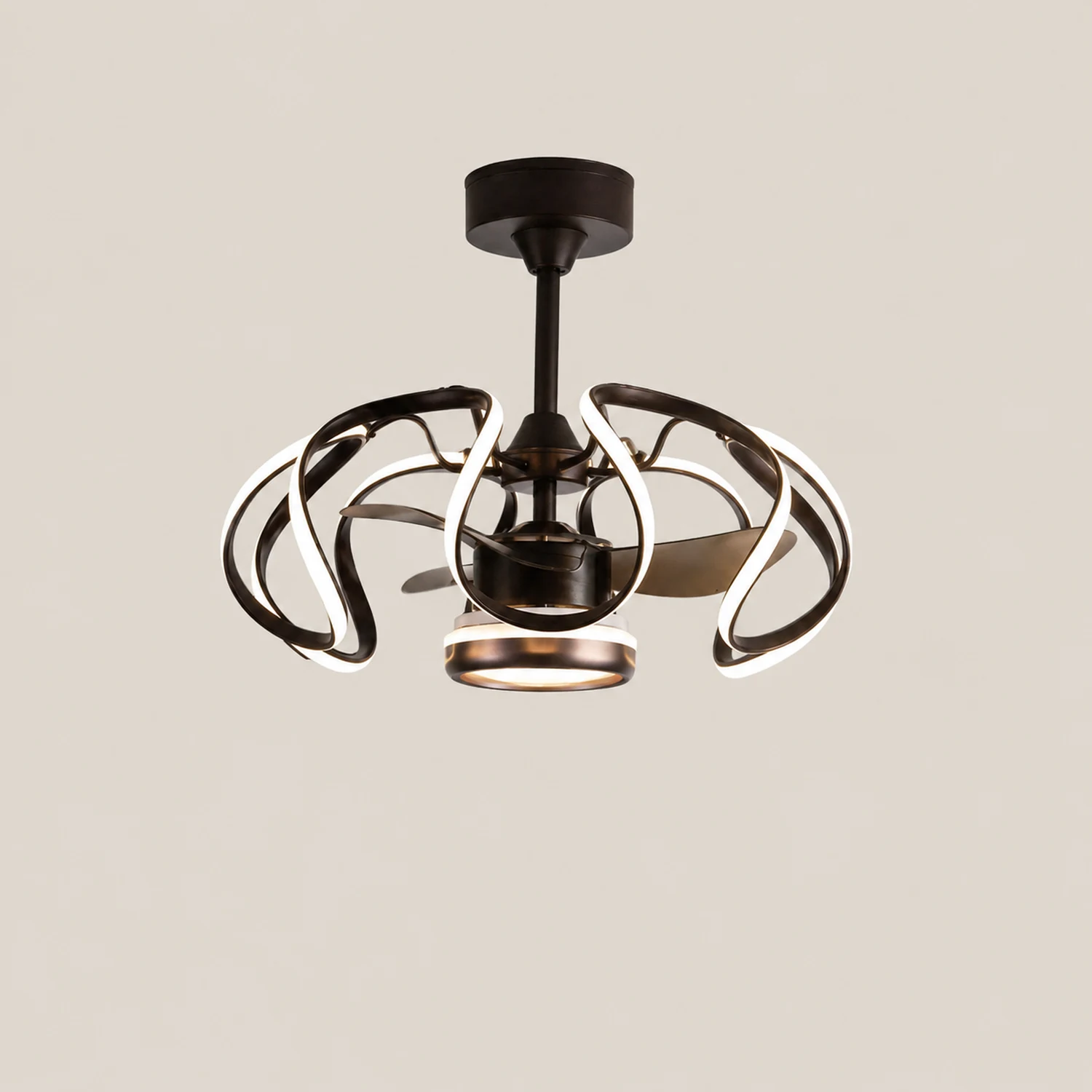 Lacey Deckenventilator mit Beleuchtung Weiß & Kaffee, ∅60CM - Lumpaz