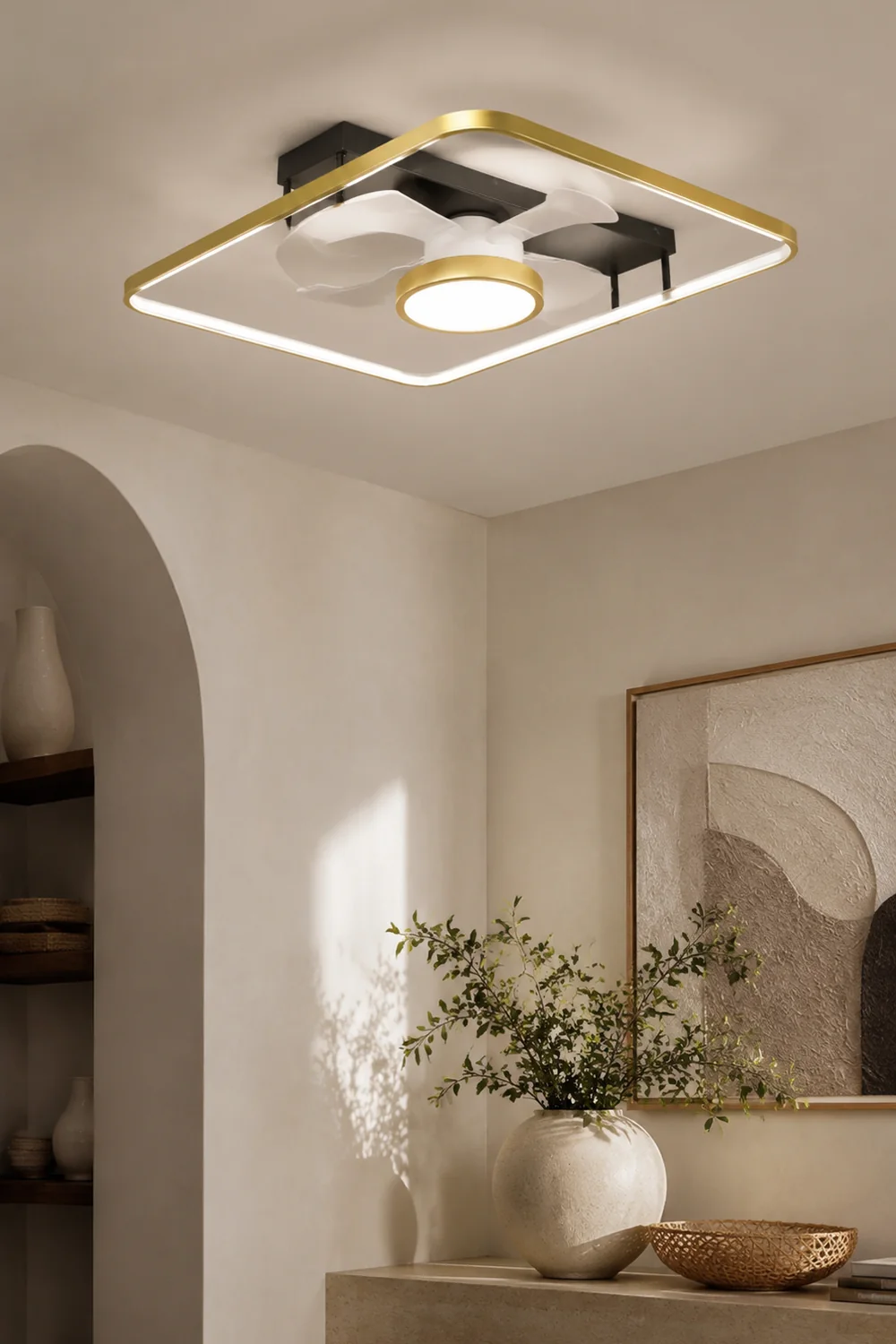 Kelley Deckenventilator mit Beleuchtung Gold, 3 Stile, ∅45/62/110CM - Lumpaz