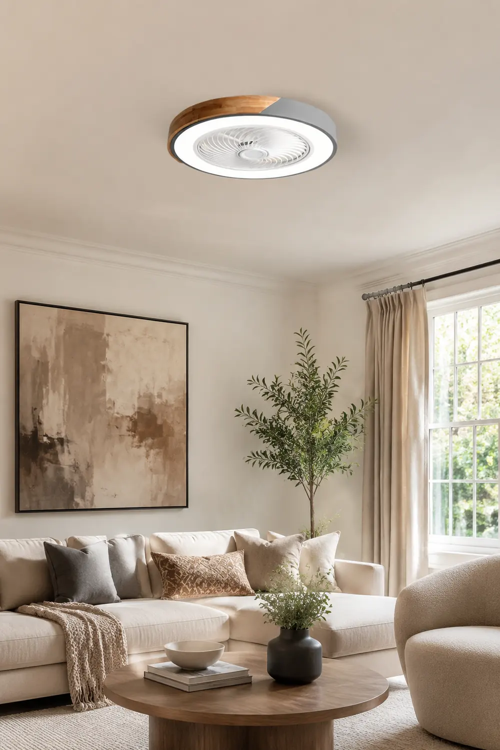 Ozawa Deckenventilator mit Beleuchtung, 5 Farben, ∅52CM - Lumpaz
