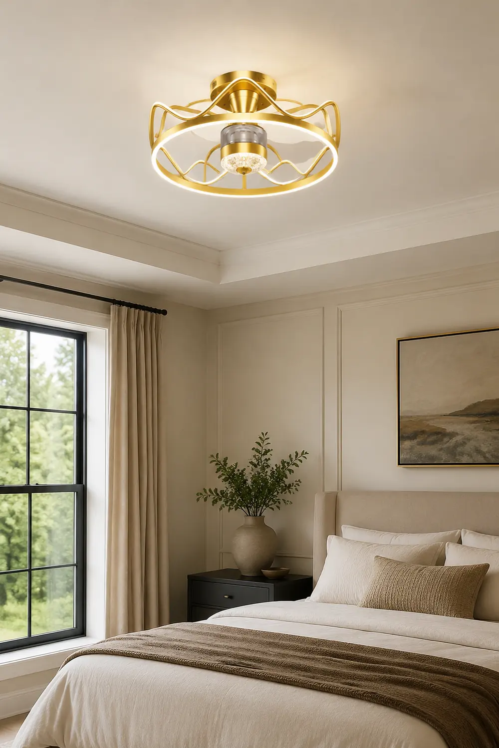 Kelley Deckenventilator mit Beleuchtung Gold & Schwarz, ∅65CM - Lumpaz