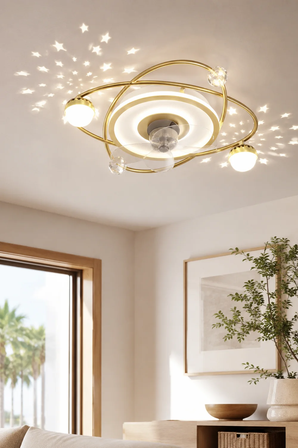 Madina Deckenventilator mit Beleuchtung Stern 3-Blatt, 2 Farben, ∅55CM - Lumpaz