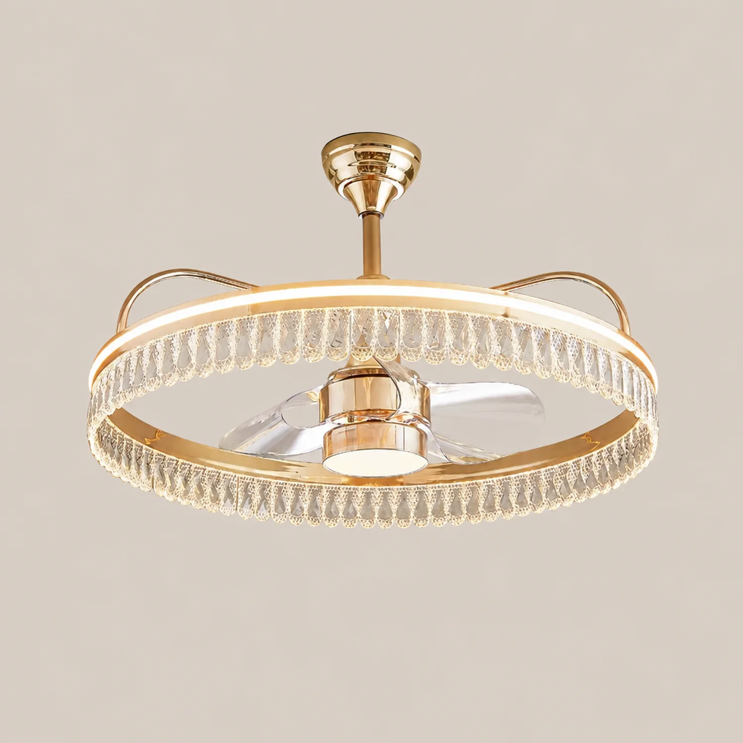 Kelley Deckenventilator mit Beleuchtung Gold, 2 Stile, ∅50/60CM - Lumpaz
