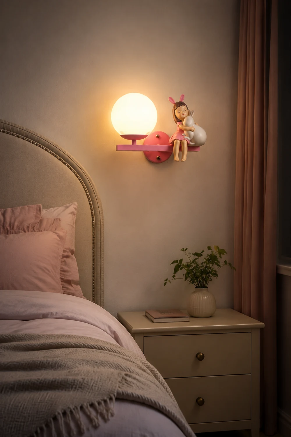 Minori Wandleuchte Weiß & Rosa, 20CM Lang - Lumpaz