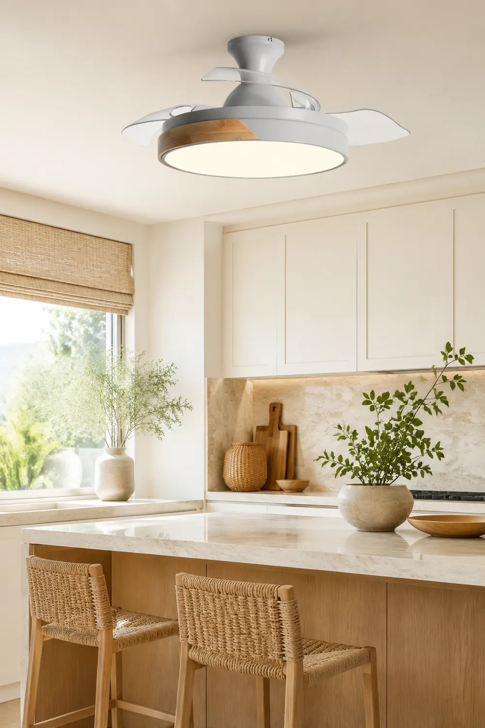 Morandi Deckenventilator mit Beleuchtung Klare Blätter, 5 Farben, ∅90/100CM - Lumpaz