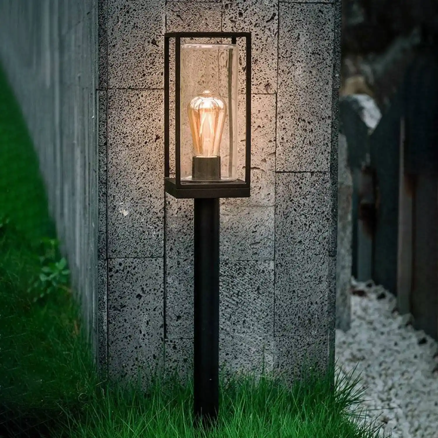 Pena Außen-Pollerleuchte Solar, Aluminium & Glas, 75CM Lang - Lumpaz