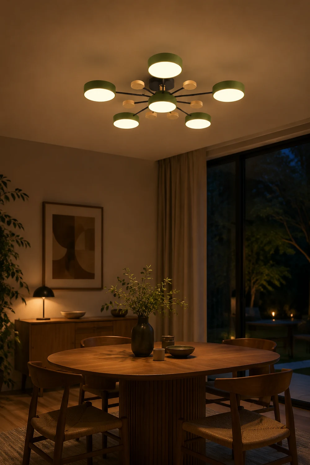 Moderne runde LED Deckenleuchte für Wohn- / Schlafzimmer, Grün - Lumpaz