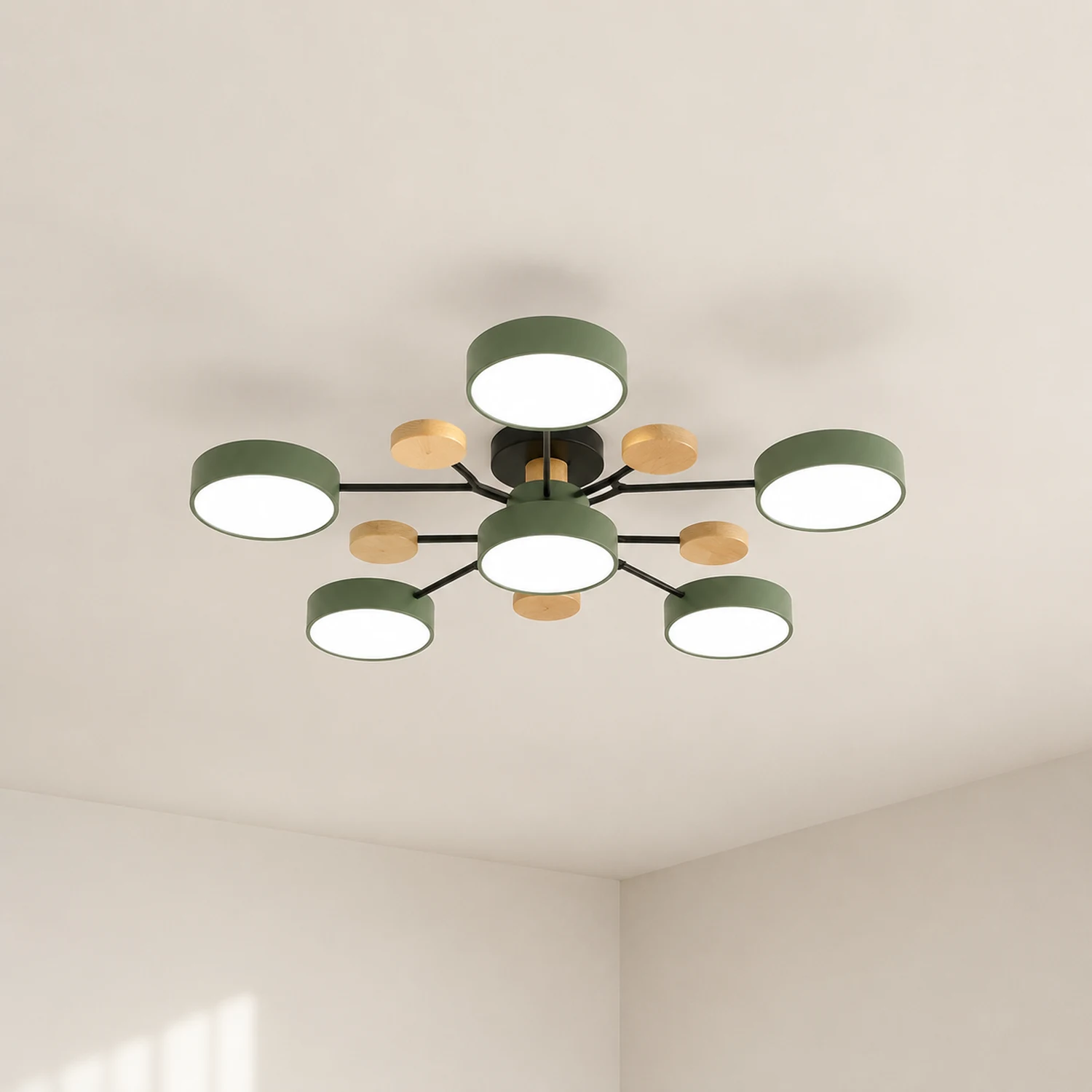 Moderne runde LED Deckenleuchte für Wohn- / Schlafzimmer, Grün - Lumpaz