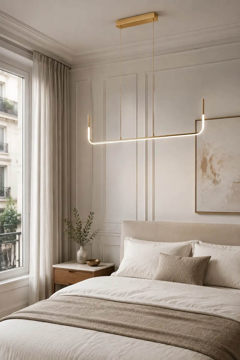 Edge Moderne Minimalistische LED Kronleuchter Pendelleuchte, Goldrahmen - Lumpaz