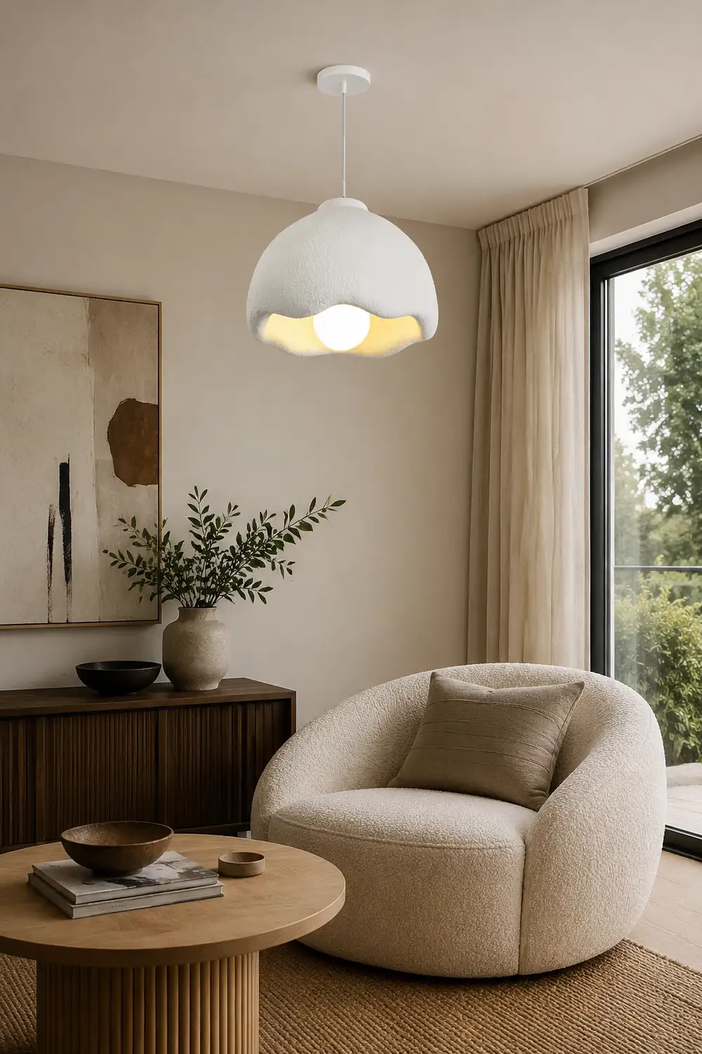 Byers Blumenförmige Pendelleuchte, Weiß, D 30CM - Lumpaz