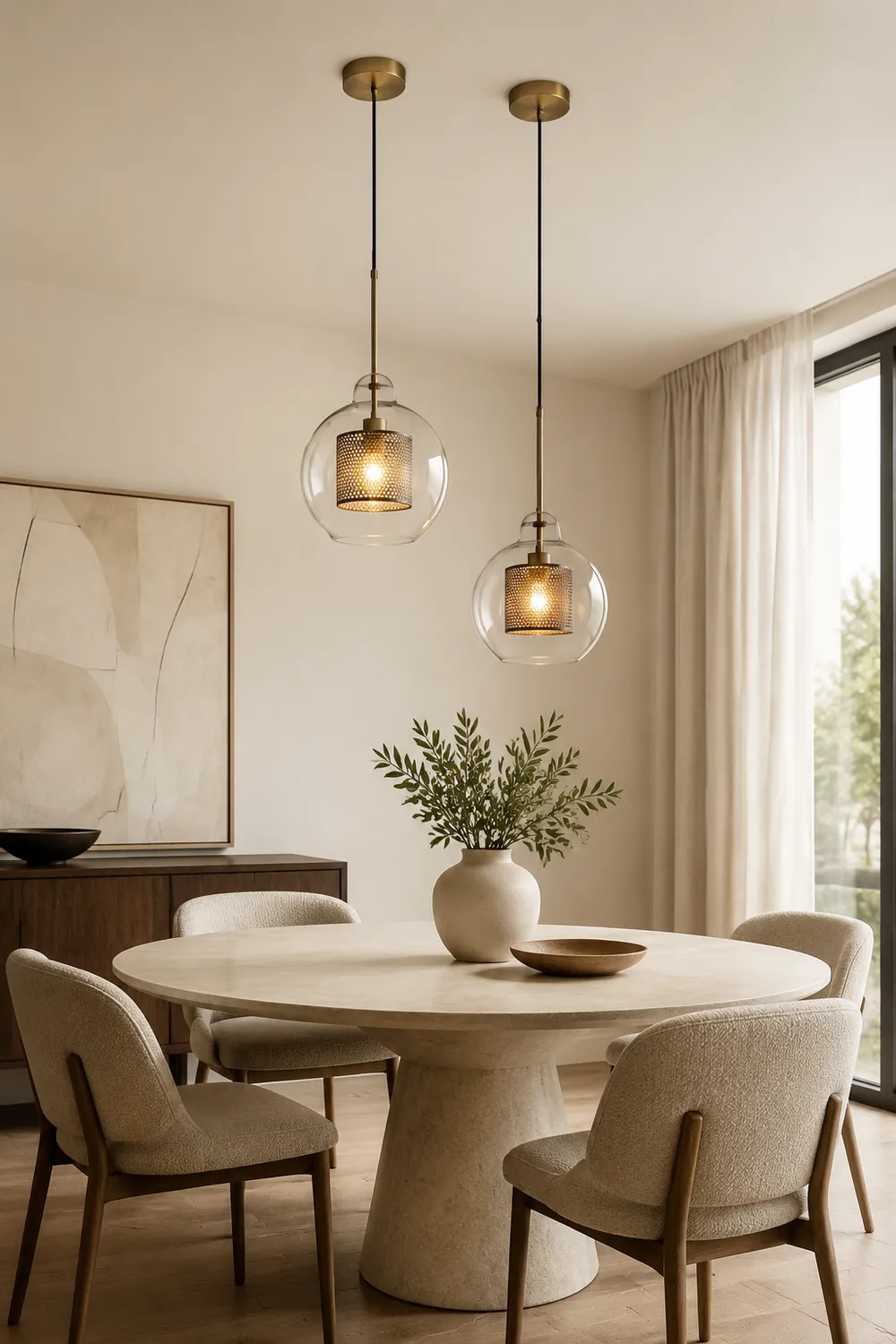 Nordische Industrielle Pendelleuchte aus Glas für Esszimmer, Gold - Lumpaz