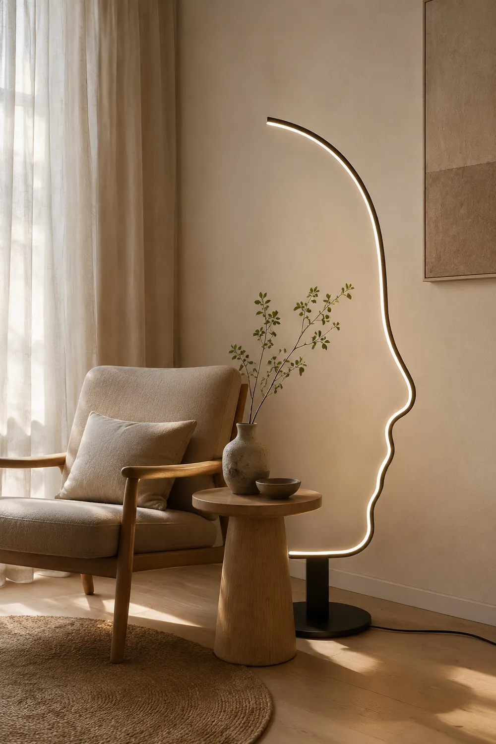 Postmoderne LED-Stehlampe mit menschlichem Gesicht, L170CM - Lumpaz