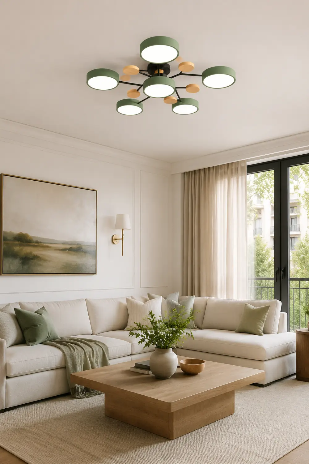 Moderne runde LED Deckenleuchte für Wohn- / Schlafzimmer, Grün - Lumpaz