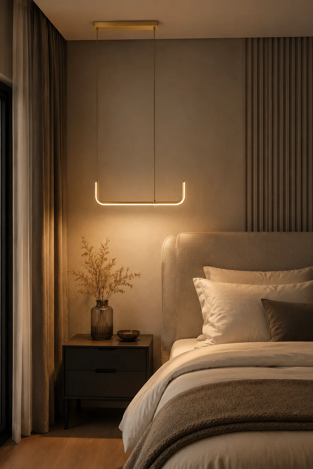 Edge Moderne Minimalistische LED Kronleuchter Pendelleuchte, Goldrahmen - Lumpaz