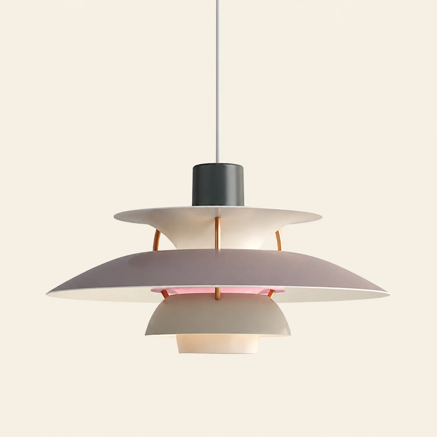 Moderne Macaron Regenschirm Pendelleuchte. Rauchviolett & Grau - Lumpaz