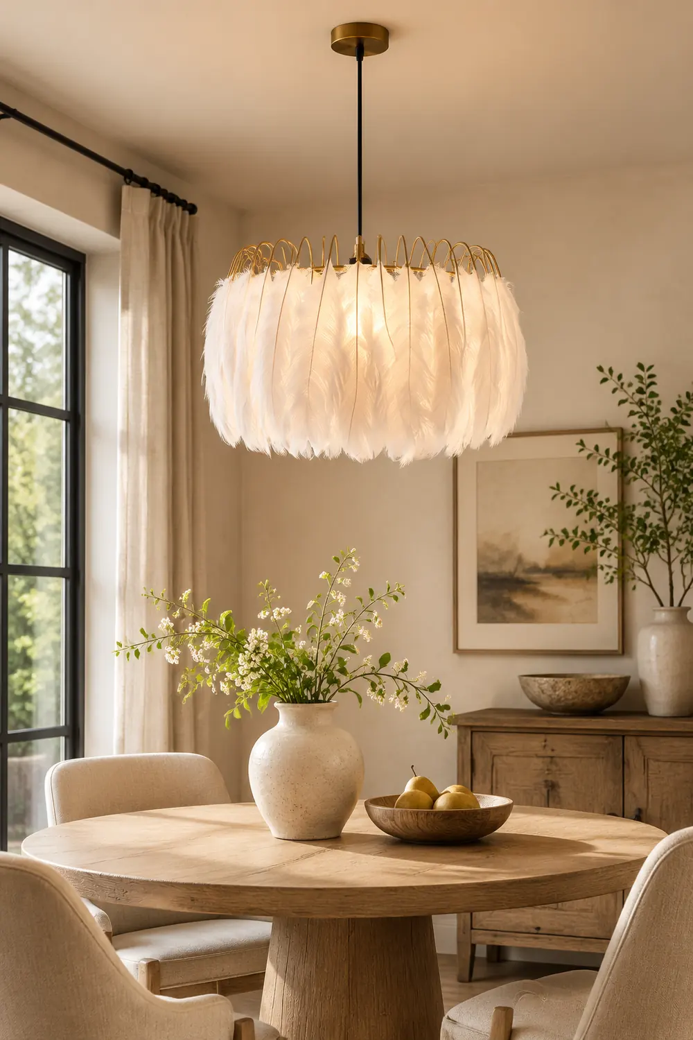 O'Moore Feder Moderne romantische Schlafzimmer-Pendelleuchten, Weiß - Lumpaz
