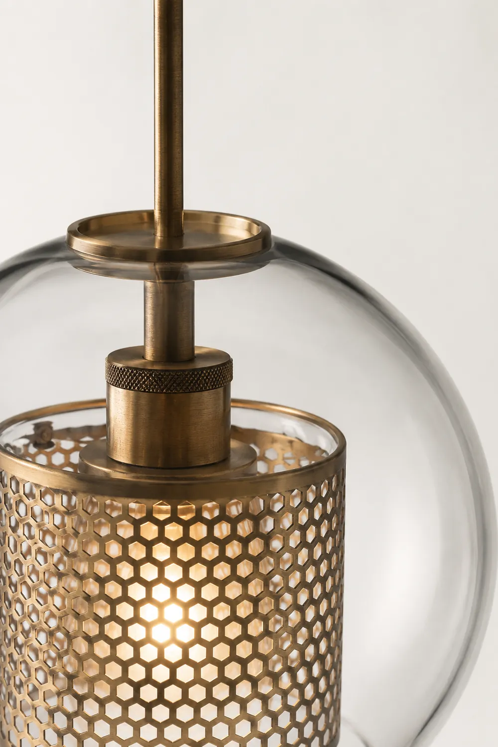 Nordische Industrielle Pendelleuchte aus Glas für Esszimmer, Gold - Lumpaz