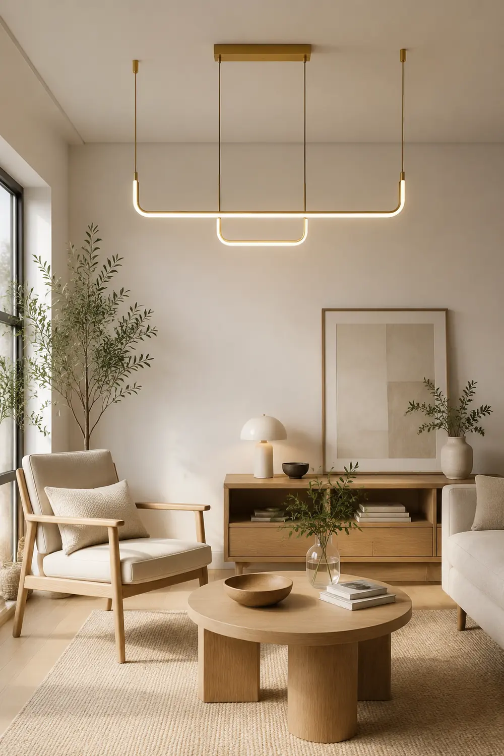 Edge Moderne Minimalistische LED Kronleuchter Pendelleuchte, Goldrahmen - Lumpaz