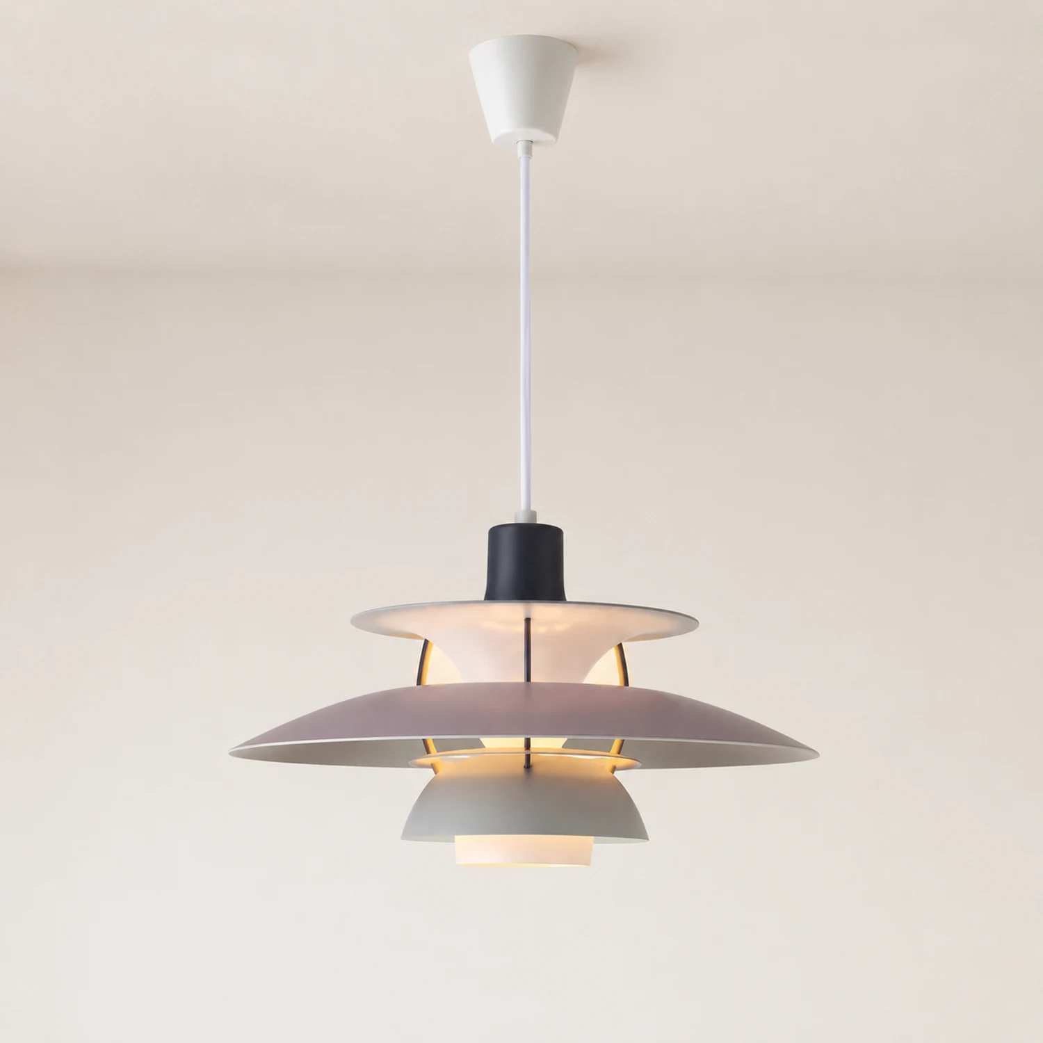 Moderne Macaron Regenschirm Pendelleuchte. Rauchviolett & Grau - Lumpaz
