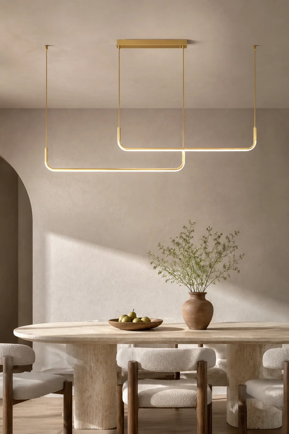 Edge Moderne Minimalistische LED Kronleuchter Pendelleuchte, Goldrahmen - Lumpaz
