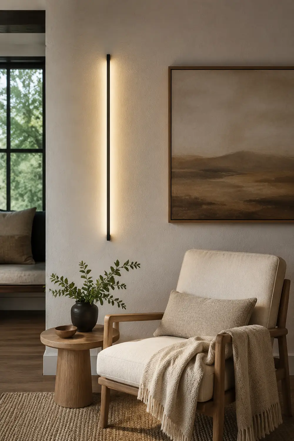 Edge Schlank Linear Wandlampe, Metall&Acryl, L 80/120CM - Lumpaz