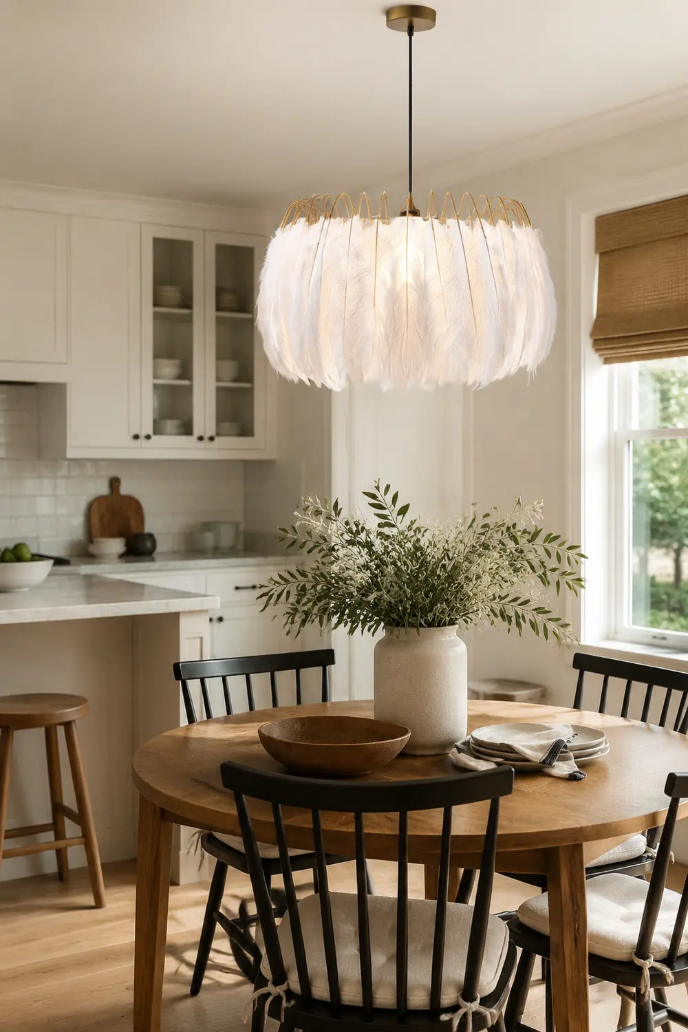 O'Moore Feder Moderne romantische Schlafzimmer-Pendelleuchten, Weiß - Lumpaz