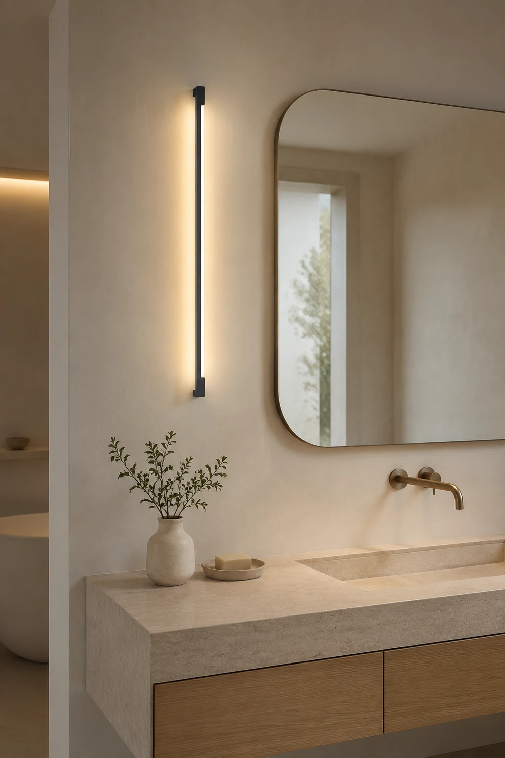 Edge Schlank Linear Wandlampe, Metall&Acryl, L 80/120CM - Lumpaz