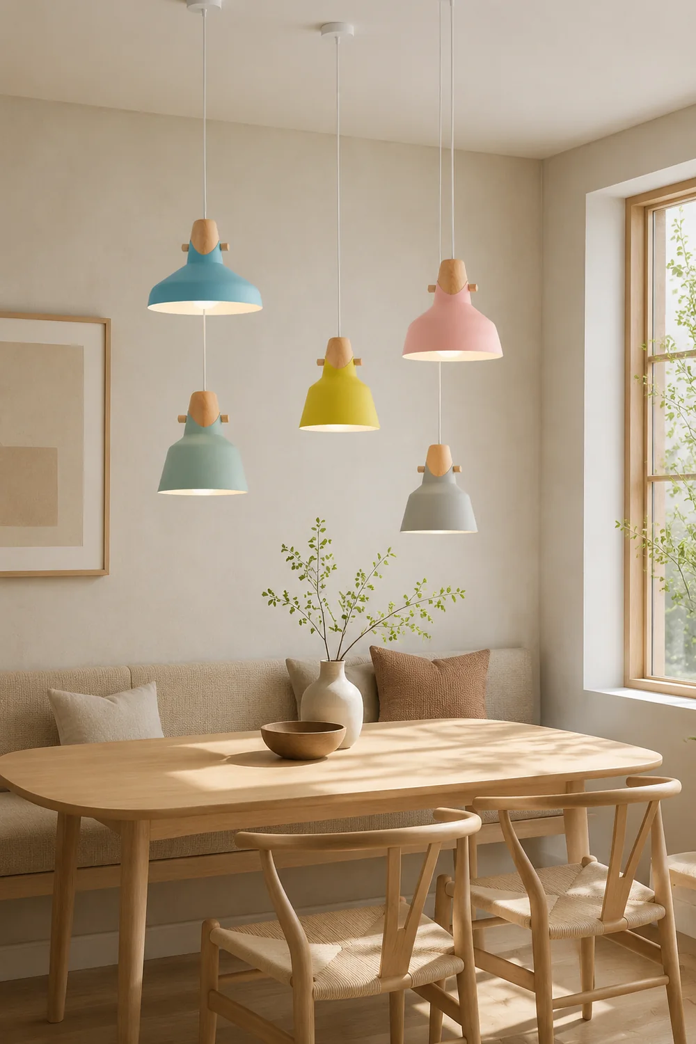 Morandi Pendelleuchte, Holz & Acryl, 5 Farben, 15/33CM Lang - Lumpaz