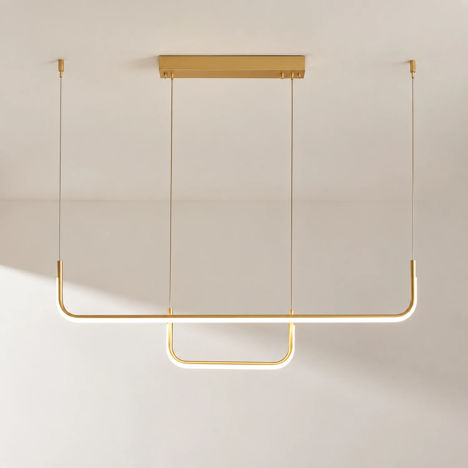 Edge Moderne Minimalistische LED Kronleuchter Pendelleuchte, Goldrahmen - Lumpaz