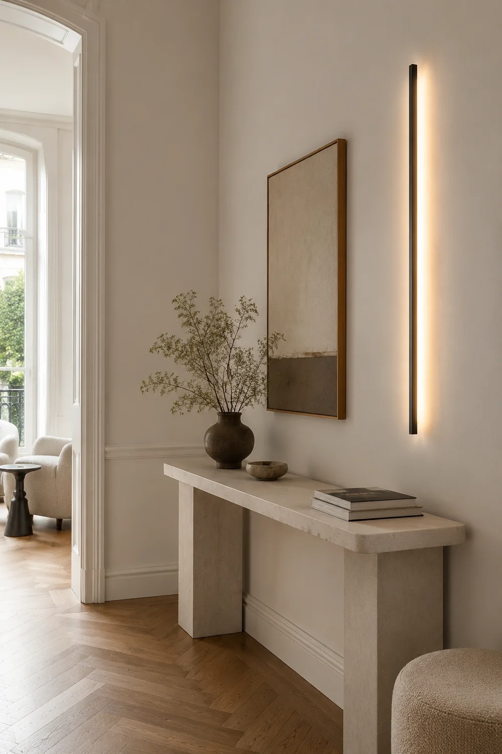 Edge Schlank Linear Wandlampe, Metall&Acryl, L 80/120CM - Lumpaz