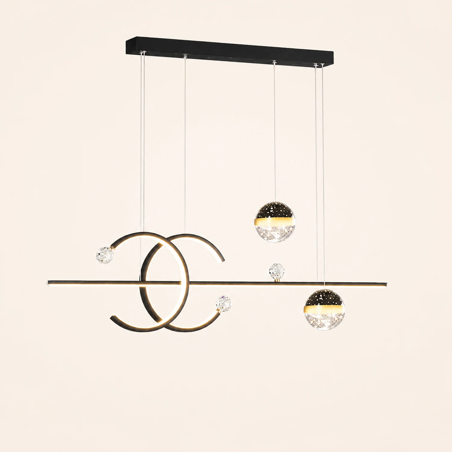Madina Lineare LED Stern Pendelleuchte für Esszimmer, Schwarz - Lumpaz