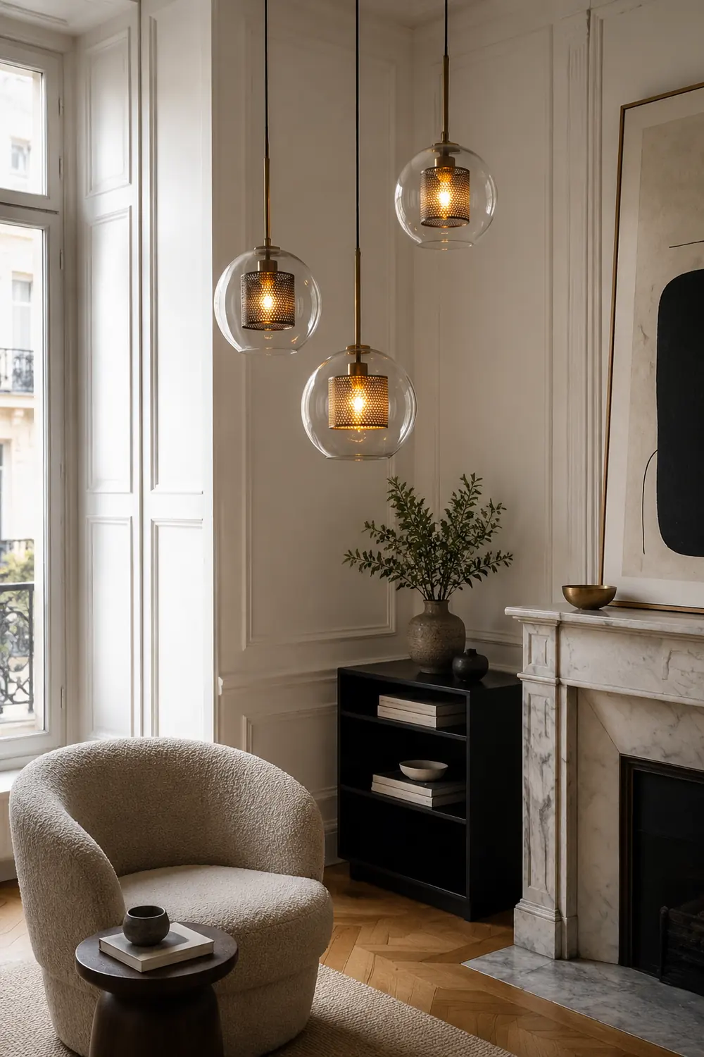 Nordische Industrielle Pendelleuchte aus Glas für Esszimmer, Gold - Lumpaz