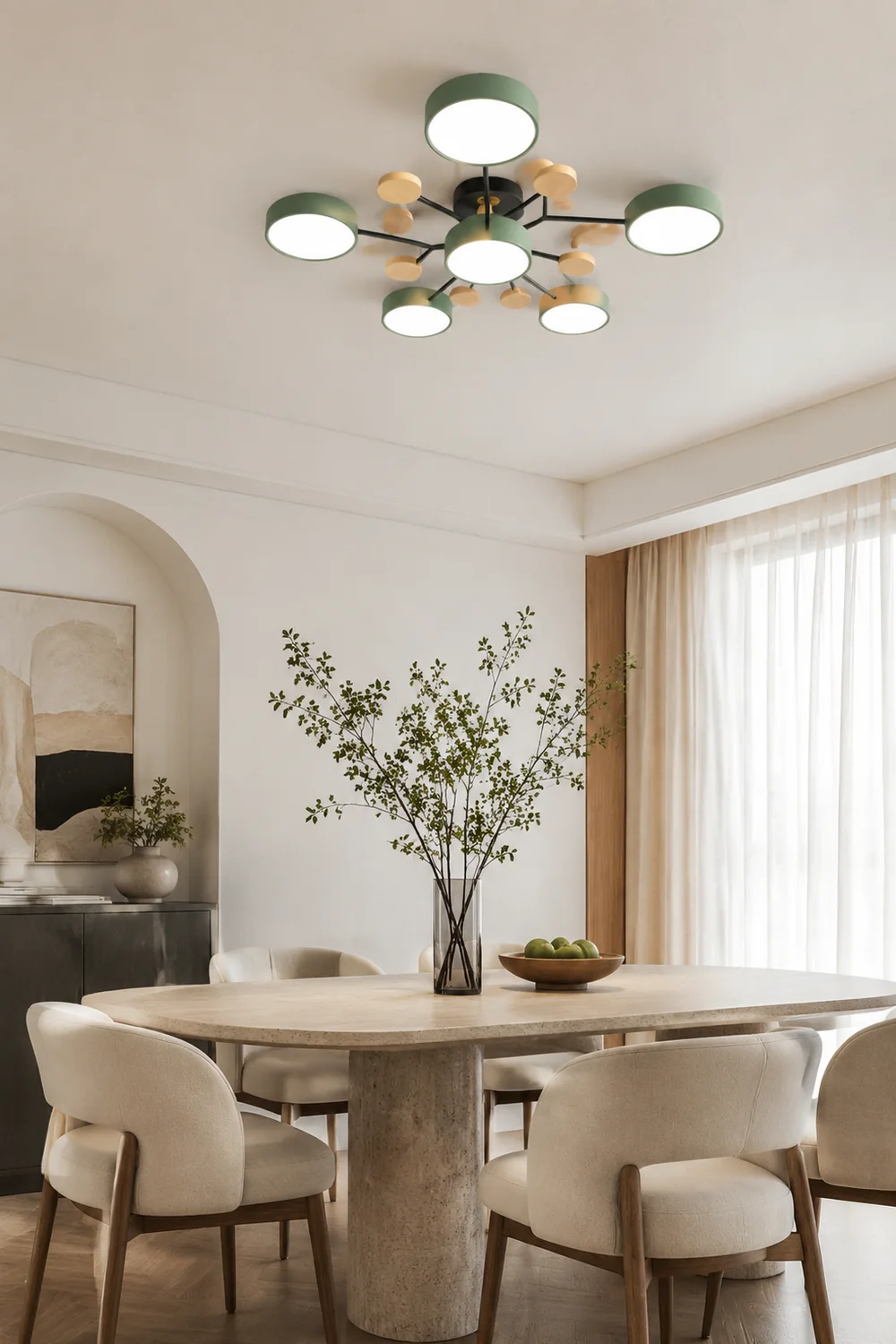 Moderne runde LED Deckenleuchte für Wohn- / Schlafzimmer, Grün - Lumpaz