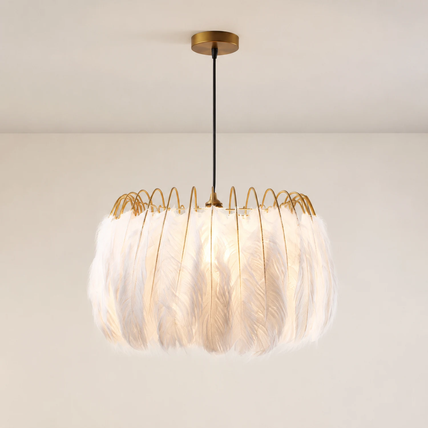 O'Moore Feder Moderne romantische Schlafzimmer-Pendelleuchten, Weiß - Lumpaz