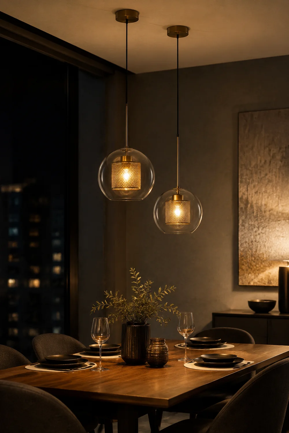 Nordische Industrielle Pendelleuchte aus Glas für Esszimmer, Gold - Lumpaz