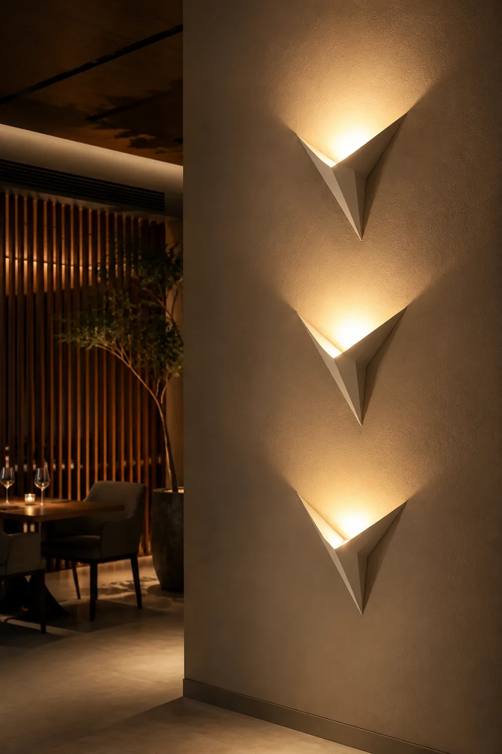 Moderne Minimalistische dreieckige LED-Wandleuchte, Weiß - Lumpaz