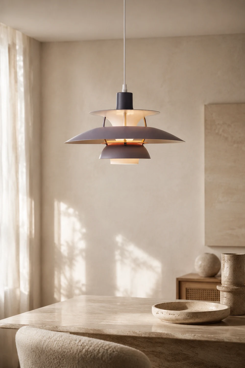Moderne Macaron Regenschirm Pendelleuchte. Rauchviolett & Grau - Lumpaz