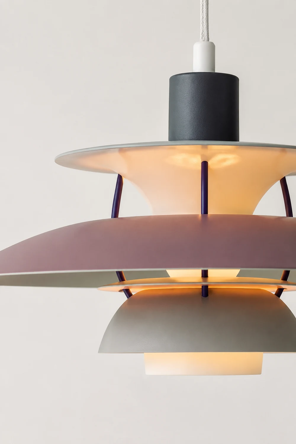 Moderne Macaron Regenschirm Pendelleuchte. Rauchviolett & Grau - Lumpaz