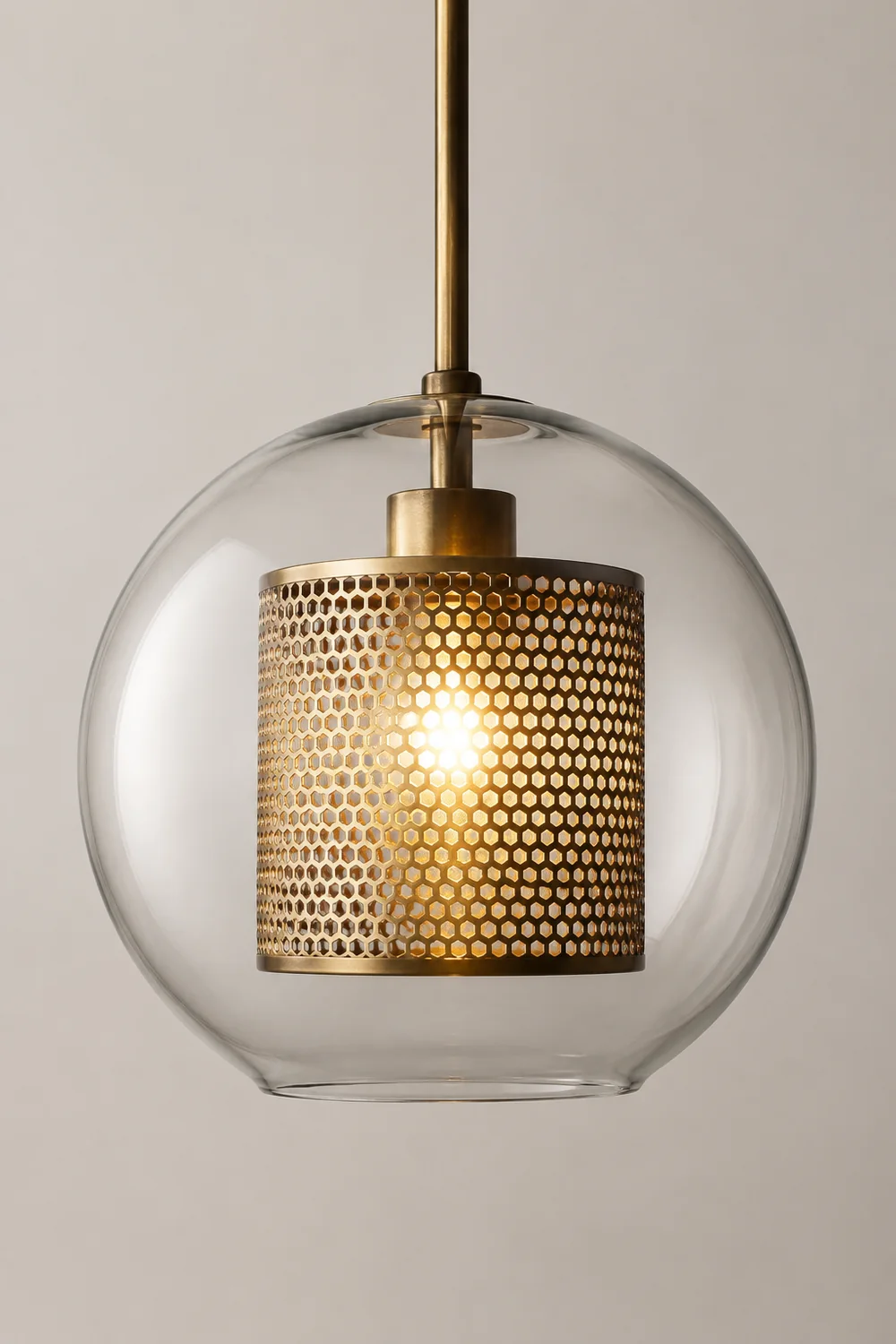 Nordische Industrielle Pendelleuchte aus Glas für Esszimmer, Gold - Lumpaz