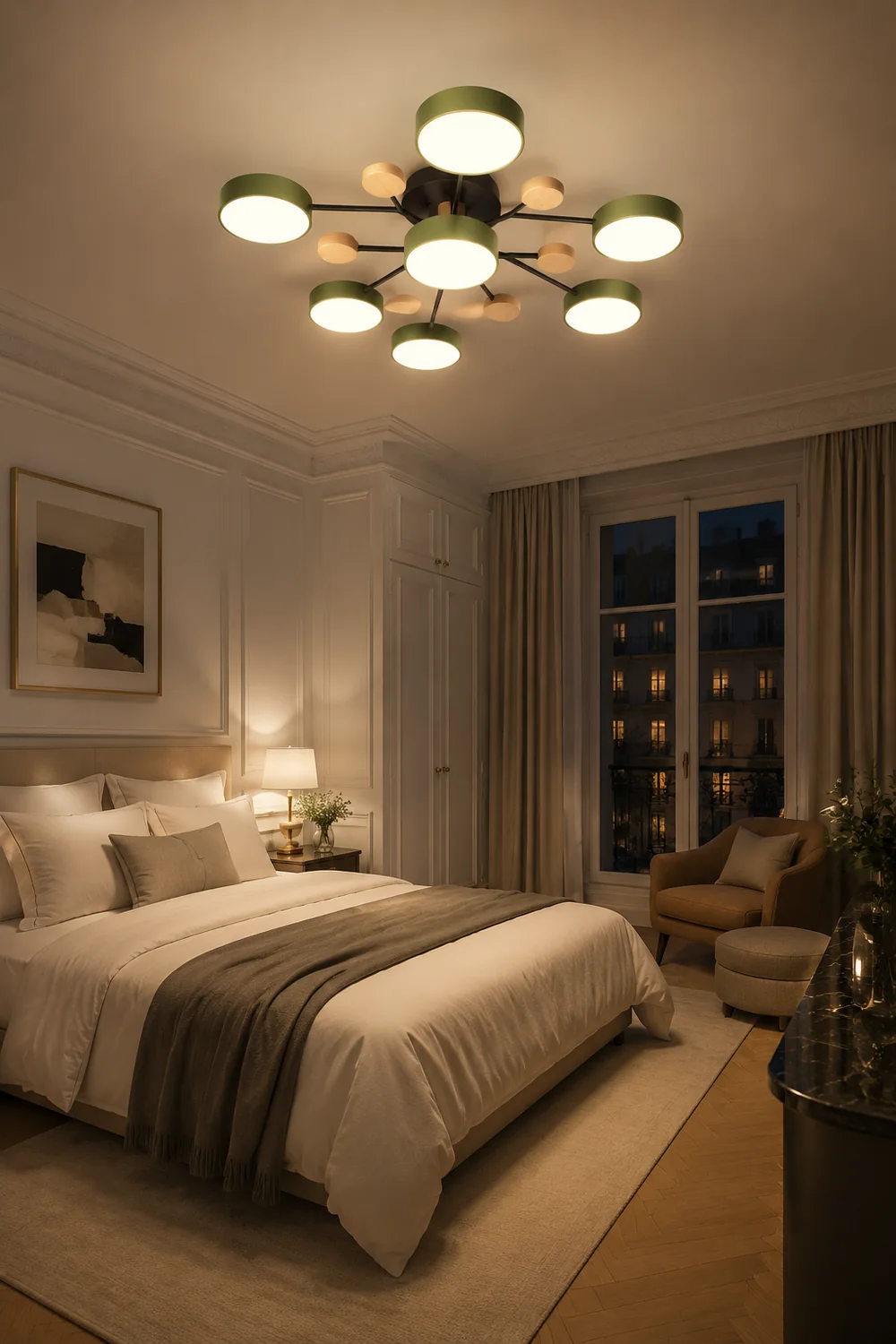 Moderne runde LED Deckenleuchte für Wohn- / Schlafzimmer, Grün - Lumpaz