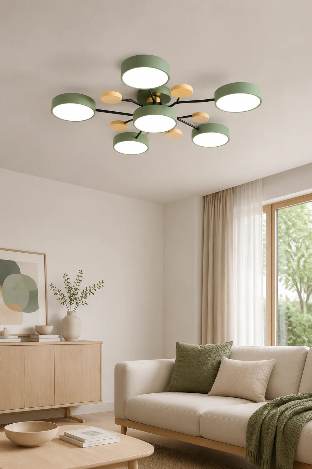 Moderne runde LED Deckenleuchte für Wohn- / Schlafzimmer, Grün - Lumpaz