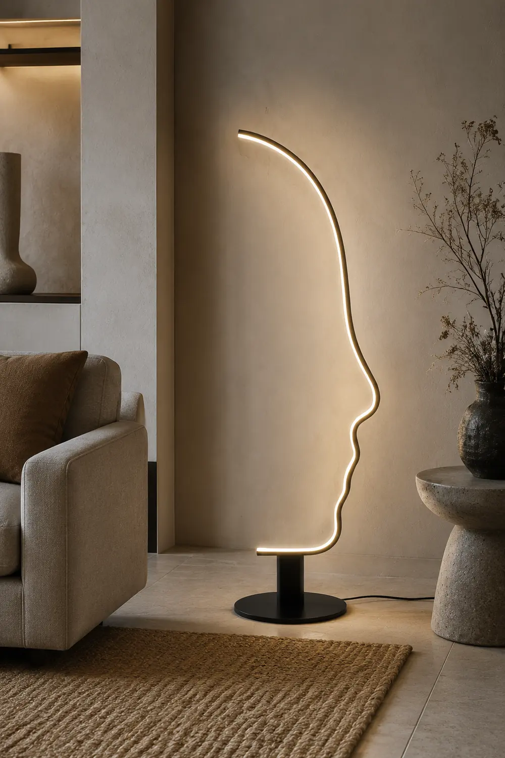 Postmoderne LED-Stehlampe mit menschlichem Gesicht, L170CM - Lumpaz