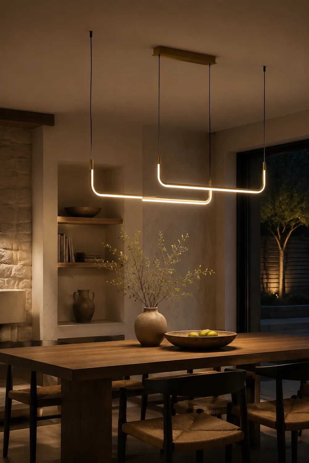 Edge Moderne Minimalistische LED Kronleuchter Pendelleuchte, Goldrahmen - Lumpaz