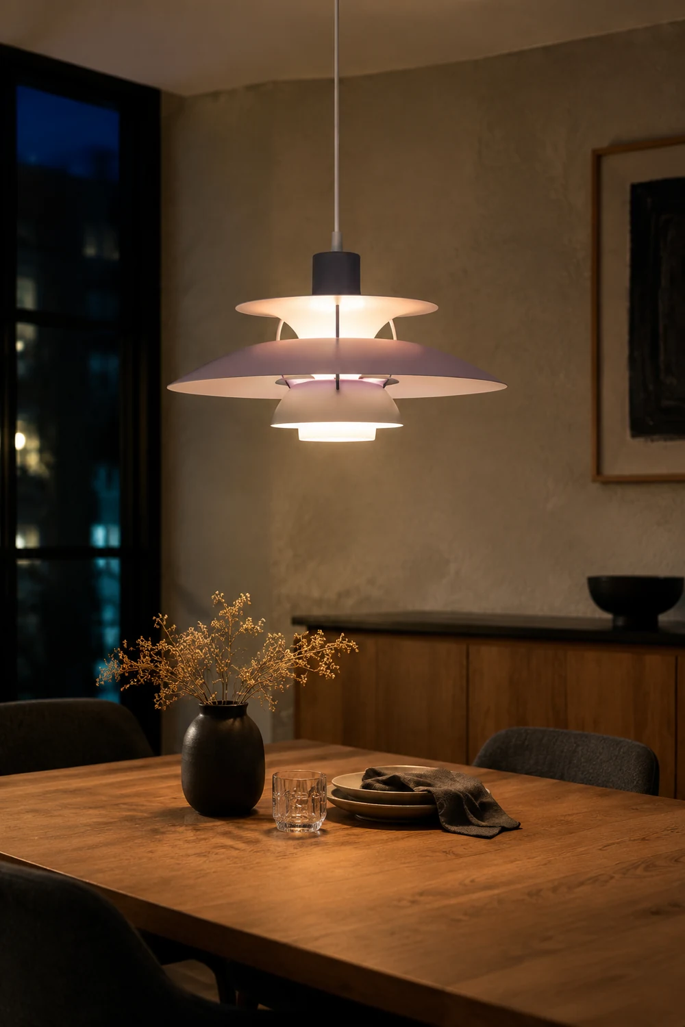 Moderne Macaron Regenschirm Pendelleuchte. Rauchviolett & Grau - Lumpaz