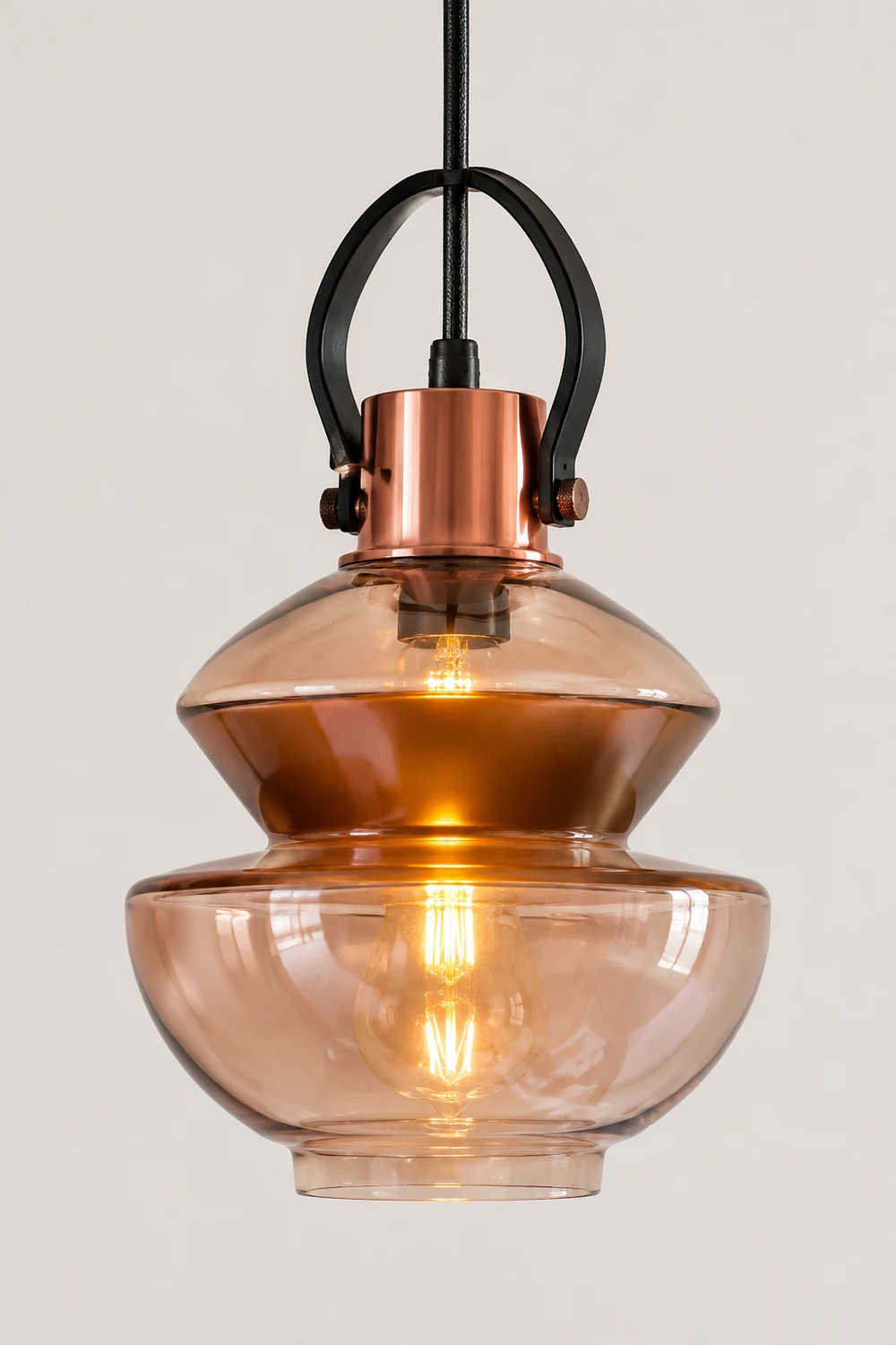 Alessio Pendelleuchte aus Klarglas & Kupfer, ∅17/20/25CM - Lumpaz