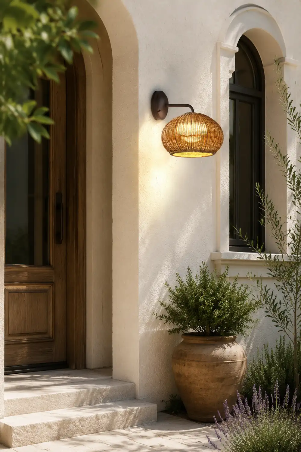 Ritta Außenwandleuchte Bauernhof, Metall & Rattan, 33CM Lang - Lumpaz