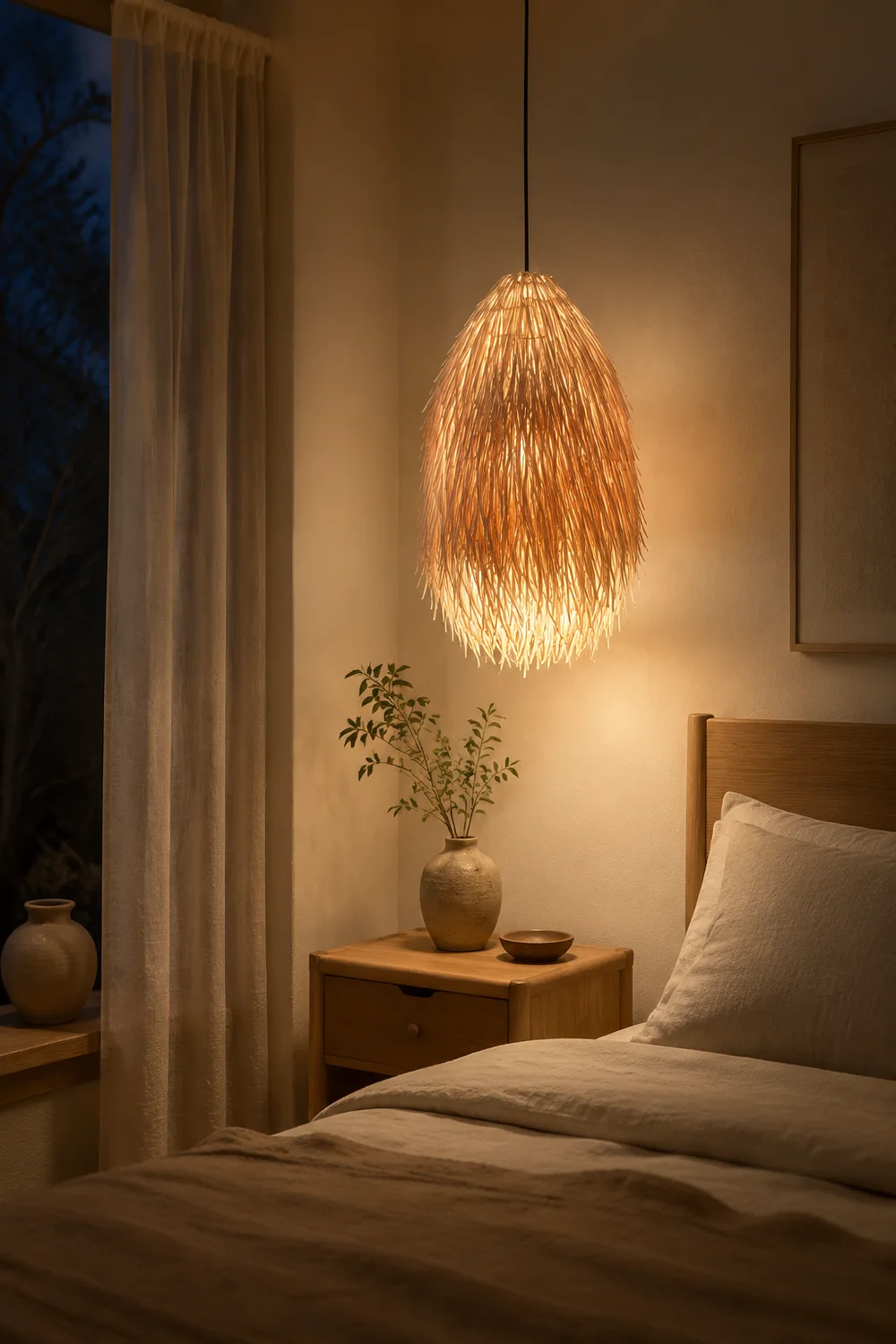 Muto Pendelleuchte Rattan, 35CMx53CM - Lumpaz