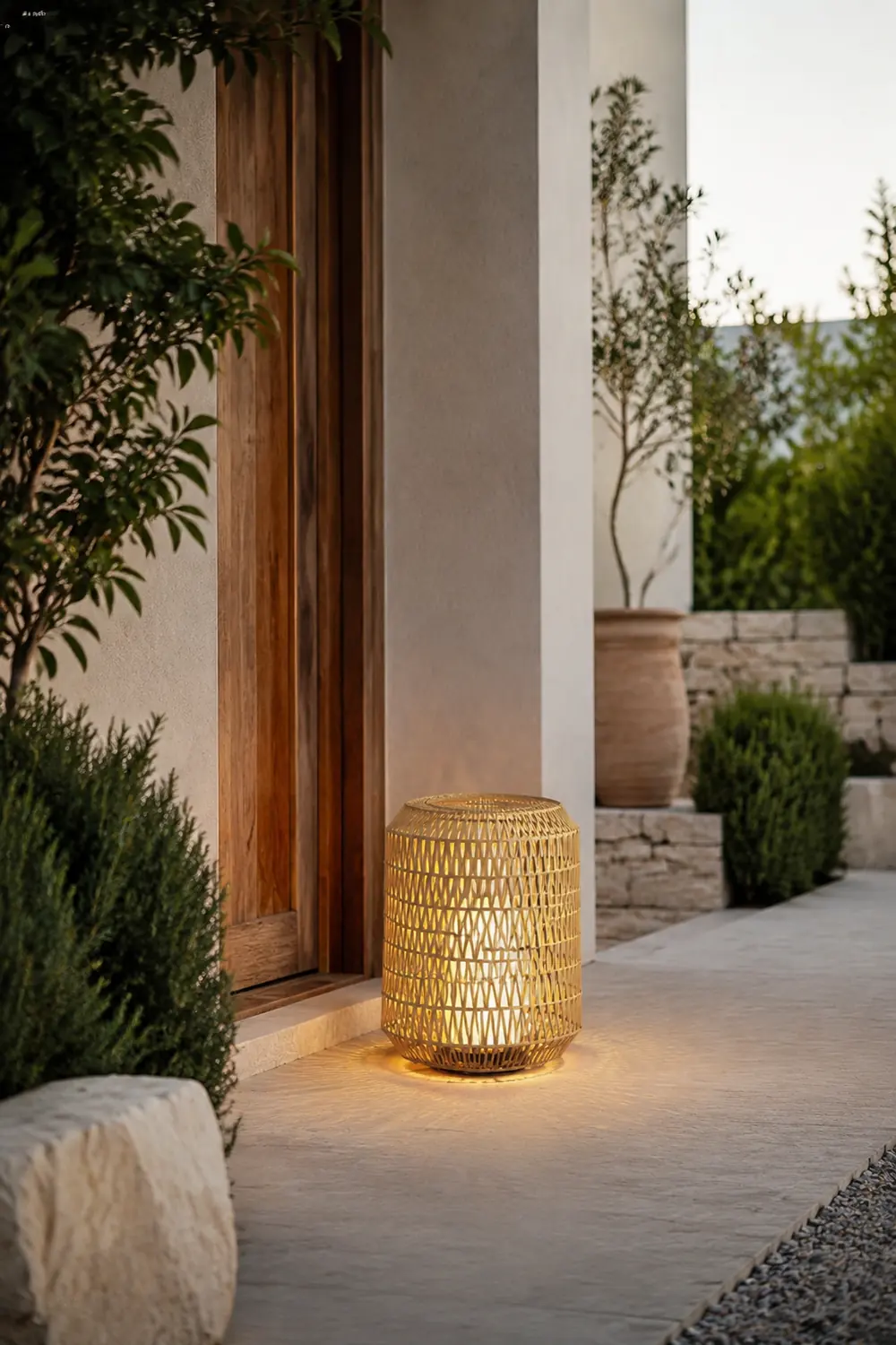 Ritta Außenstehleuchte Bauernhof, Metall & Rattan, ∅28/41/52CM - Lumpaz